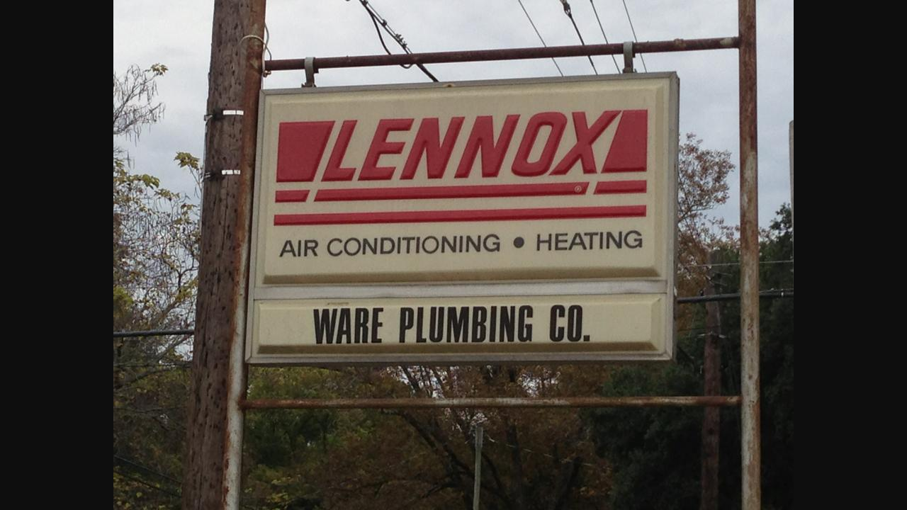 Ware Plumbing Co. Lennox authorized dealer sign